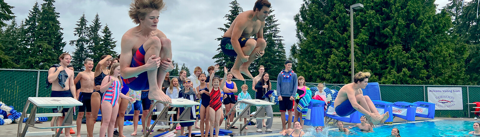 jumping into pool